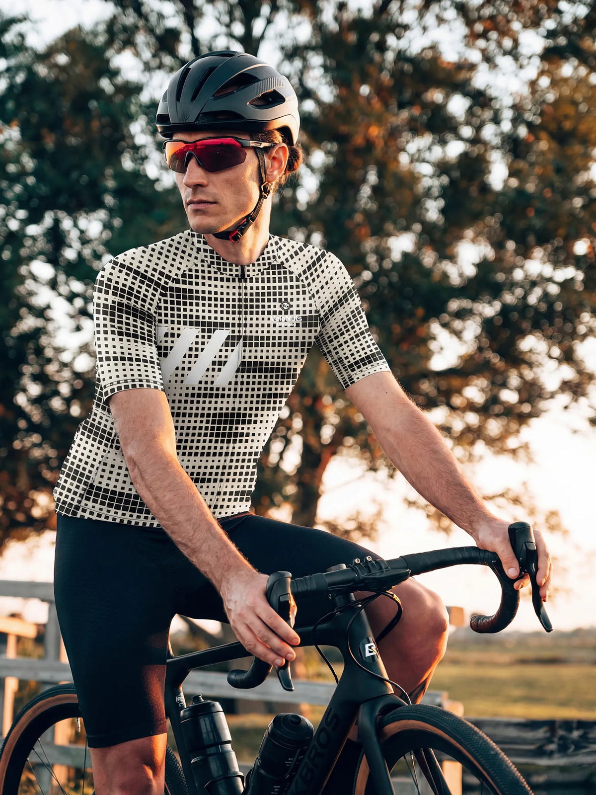 ROCKBROS heren fietsshirt Pixel Riot ademend wielershirt Mono Pixel Grid