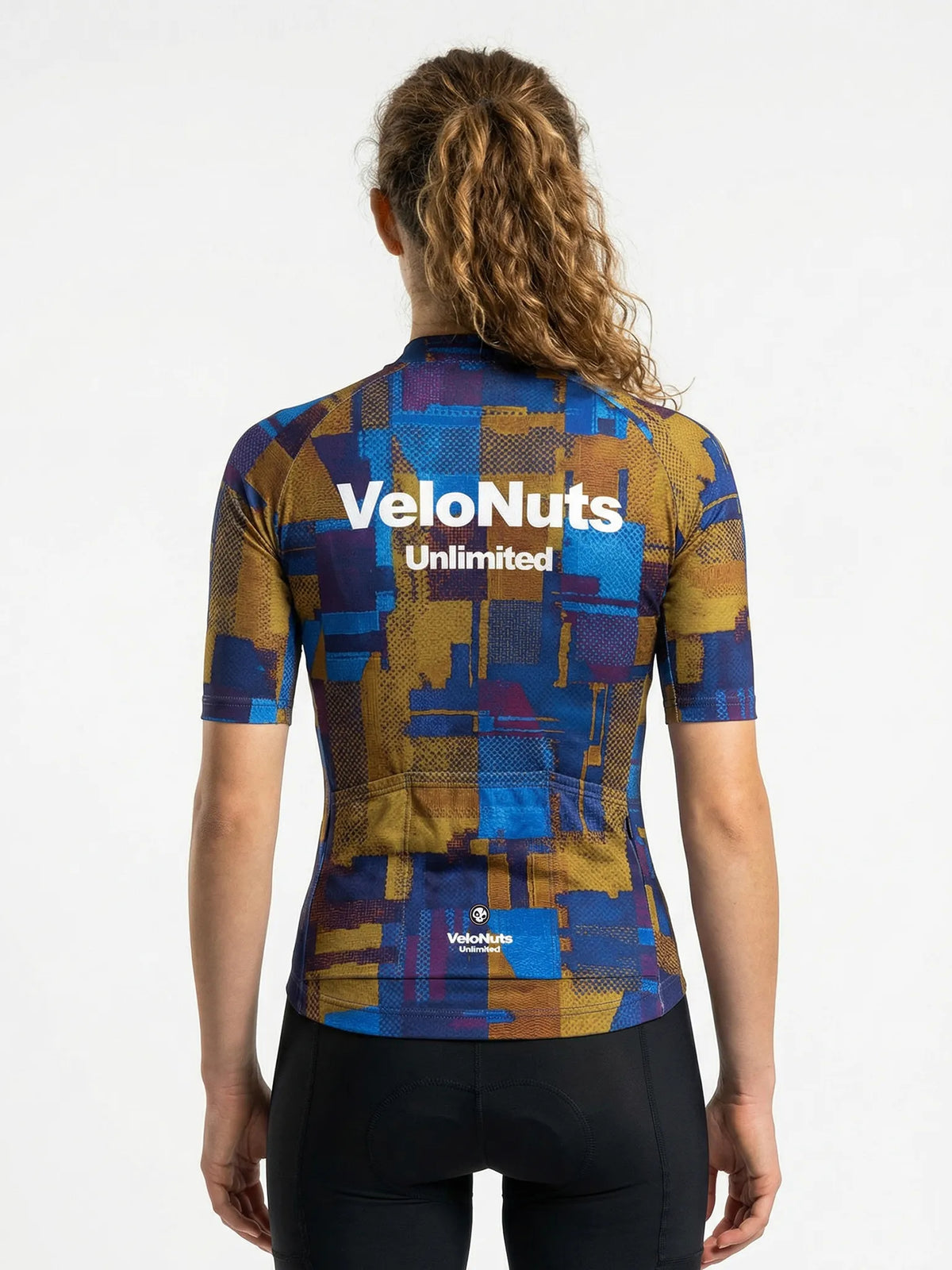 ROCKBROS dames fietsshirt Terrain Blocks ademend wielershirt Cobalt Rust Blocks