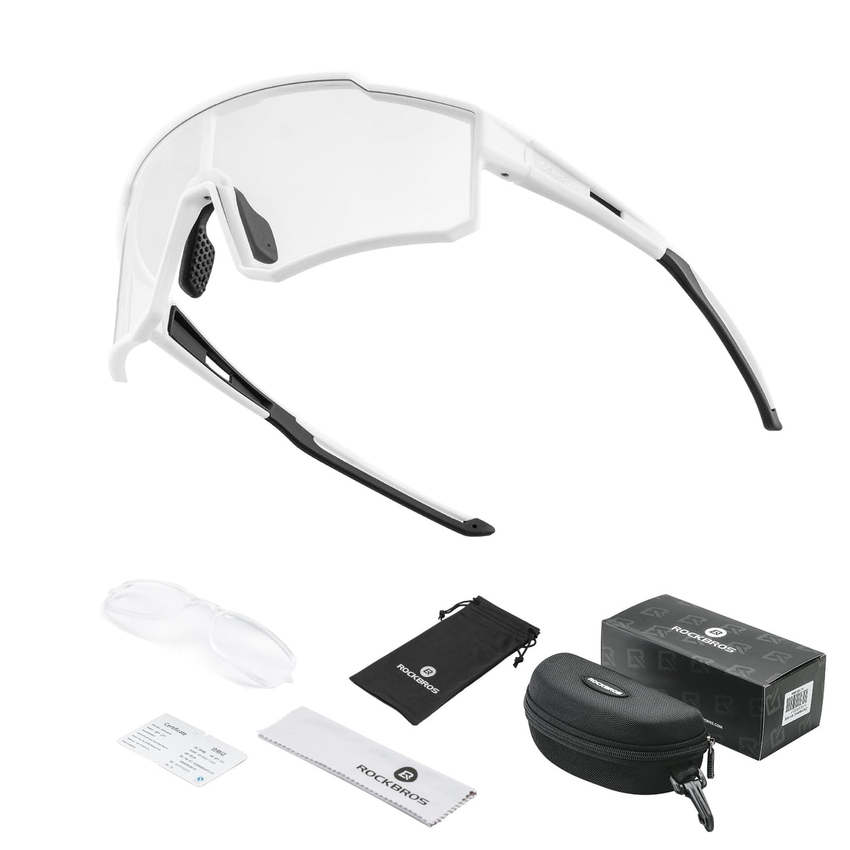 ROCKBROS sportzonnebril uv400 met tr90 frame#stijl_witte fotochromische lens