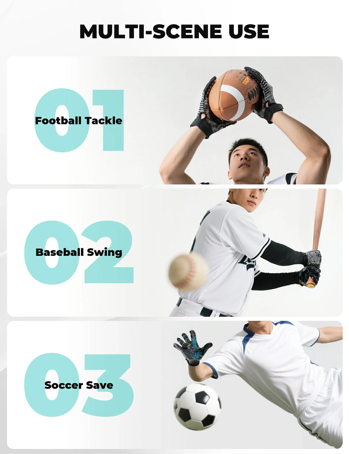 Americanfootballhandschoenen met extra grip voor volwassenen