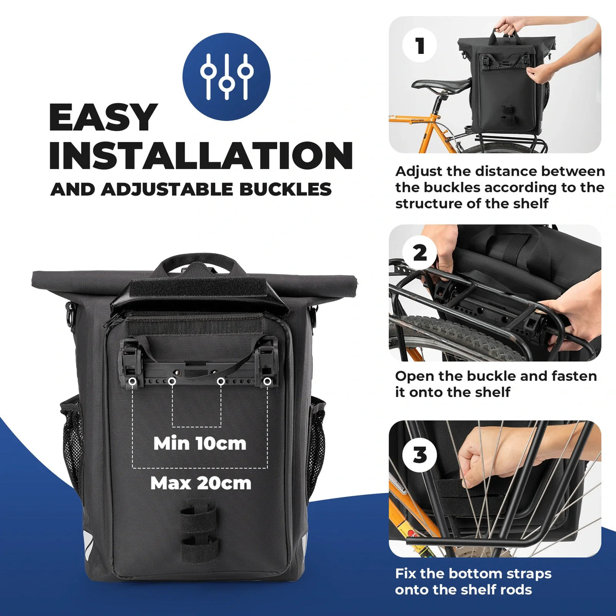 ROCKBROS waterproof fietstas 13,5l-18l veelzijdige dragertas