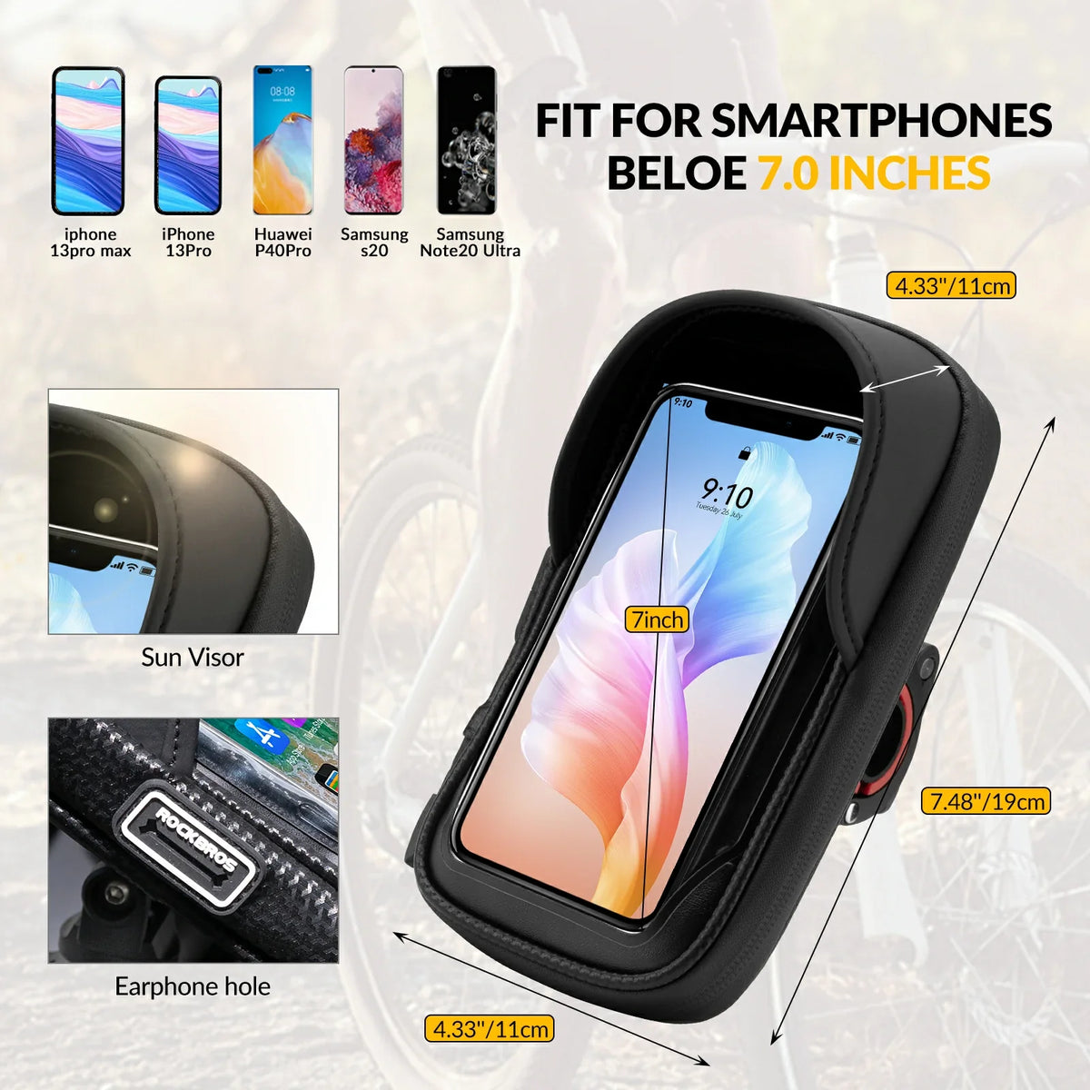 Telefoontas met touchscreen en 360° draaibare houder
