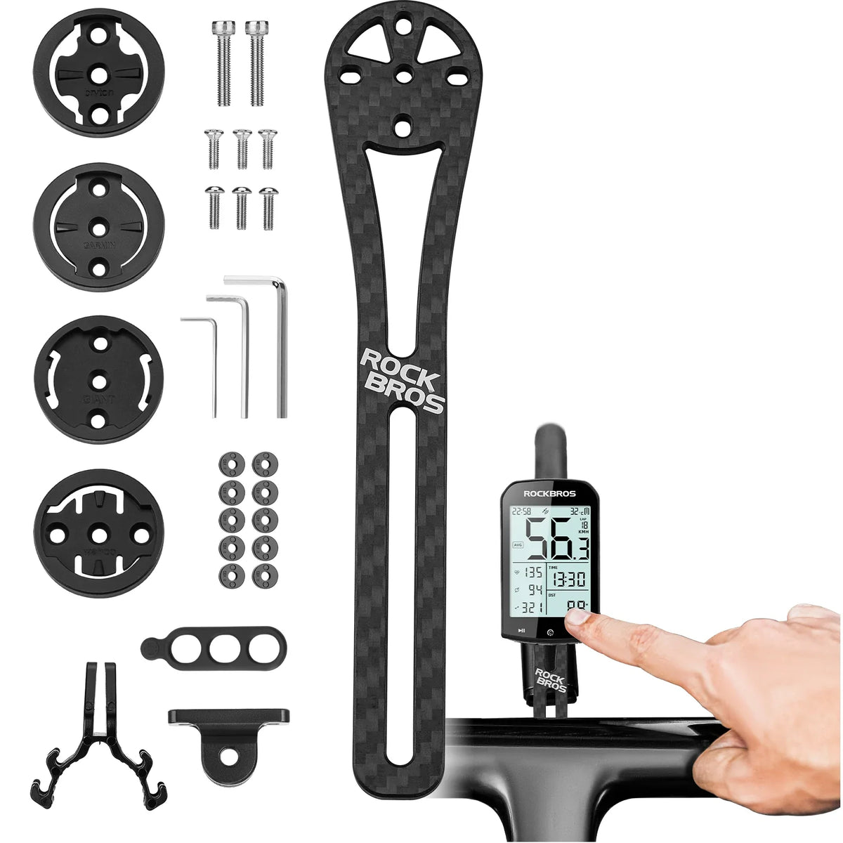 Carbon fietscomputerhouder voor Garmin, Bryton en Giant