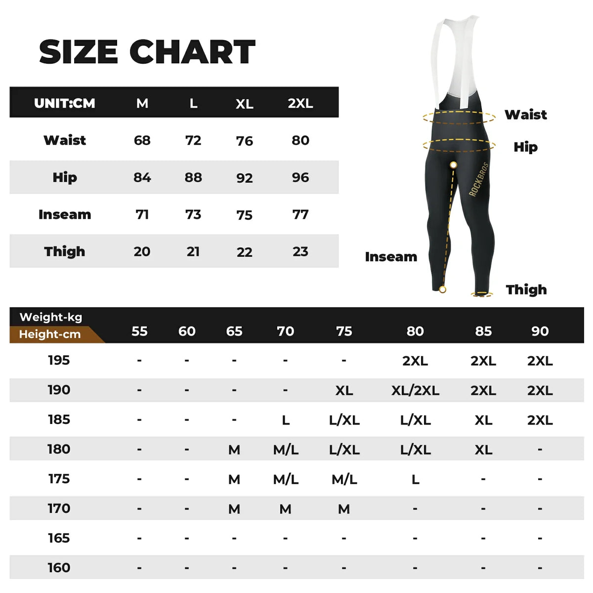 Lange fietsbroek met bretels en 3D-padding