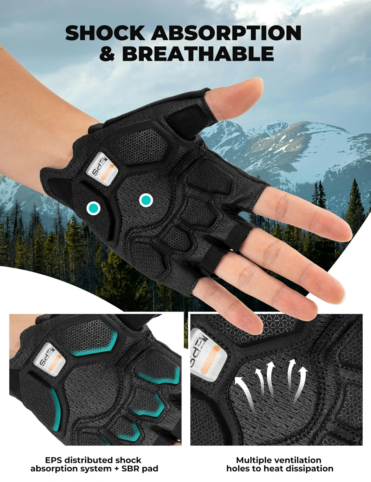 Korte fietshandschoenen met SBR-padding