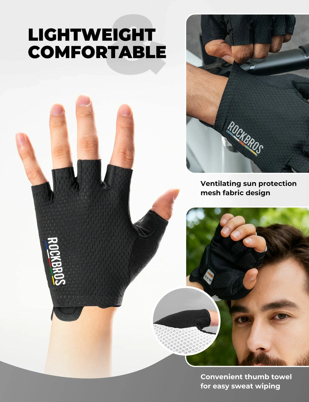 Korte fietshandschoenen met SBR-padding