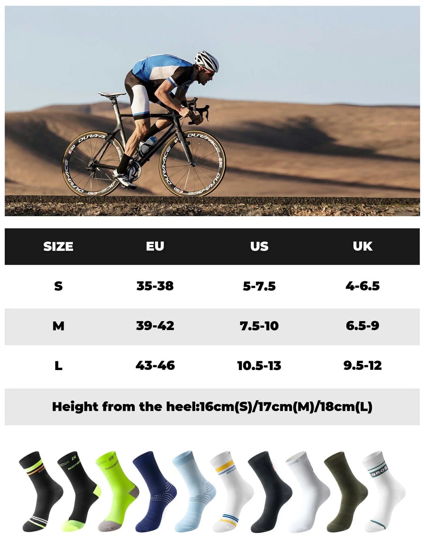 ROCKBROS cycling socks 2 pack quick dry cushioned arch support