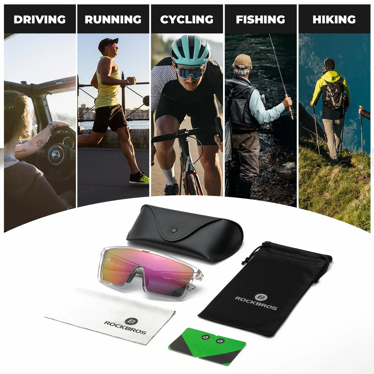 ROCKBROS fotochromische en gepolariseerde fietsbril uv400#type_gepolariseerde lenzen-helder