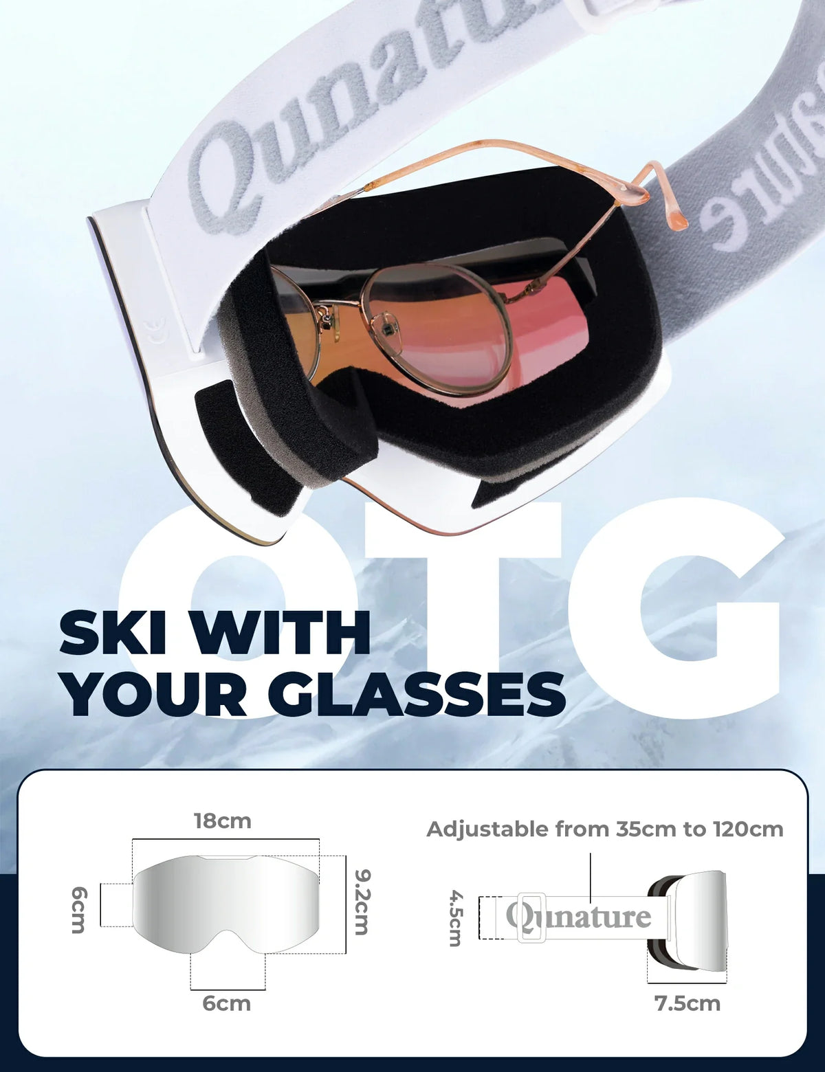 Frameloze OTG-skibril met UV400 en anti-condens