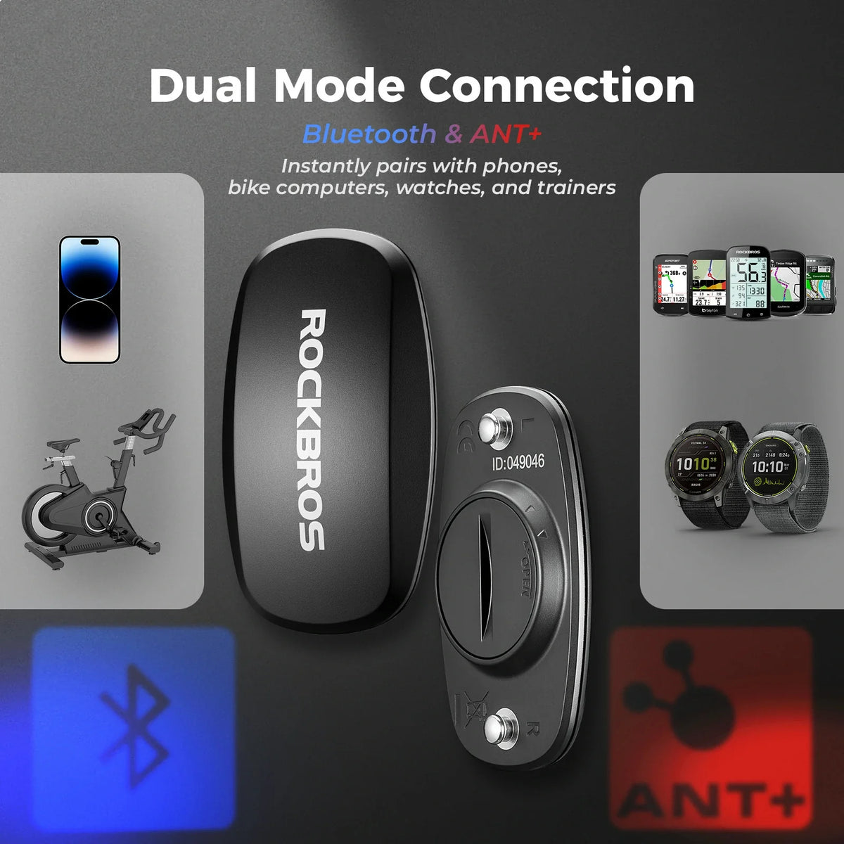 Hartslagmeter borstband met Bluetooth en ANT+
