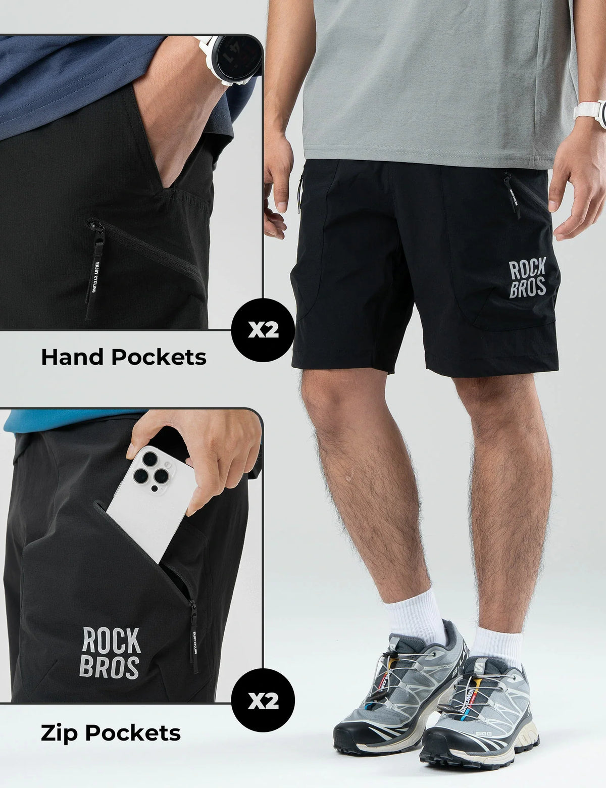 ROCKBROS casual sportshort voor heren met dubbele zakken