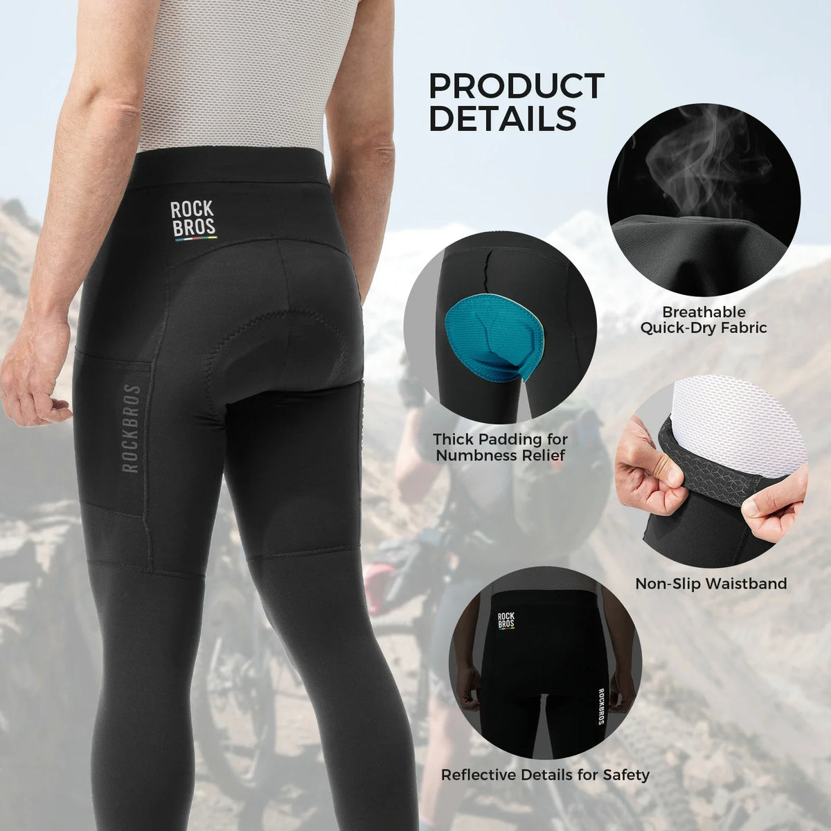 Heren lange ademende fietsbroek met 3D-zeem