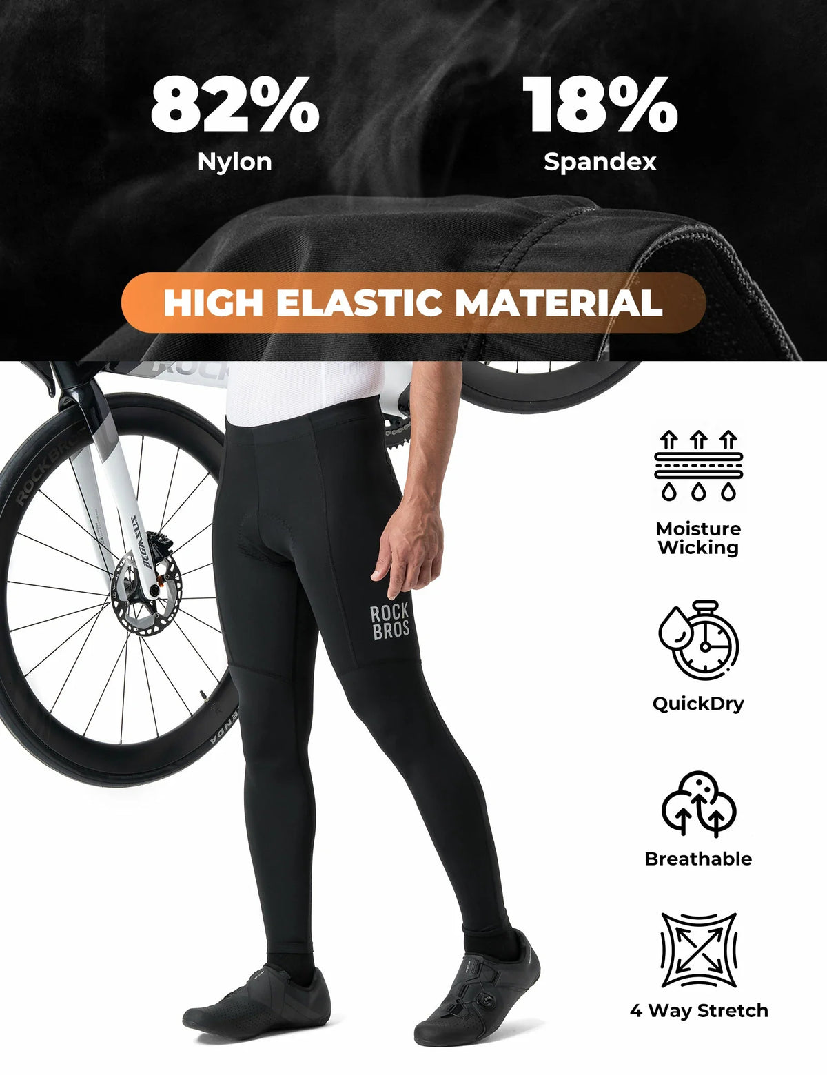 Heren lichte lange fietsbroek met 3D-zeem