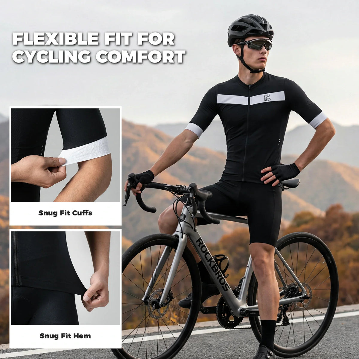ROCKBROS heren korte mouw fietsshirt ademend mesh full zip#xl