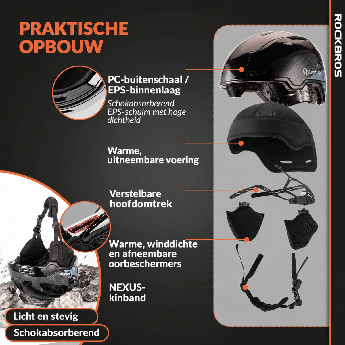 Skihelm met verstelbare ventilatie en oorbeschermers – Qunature – afbeelding 3