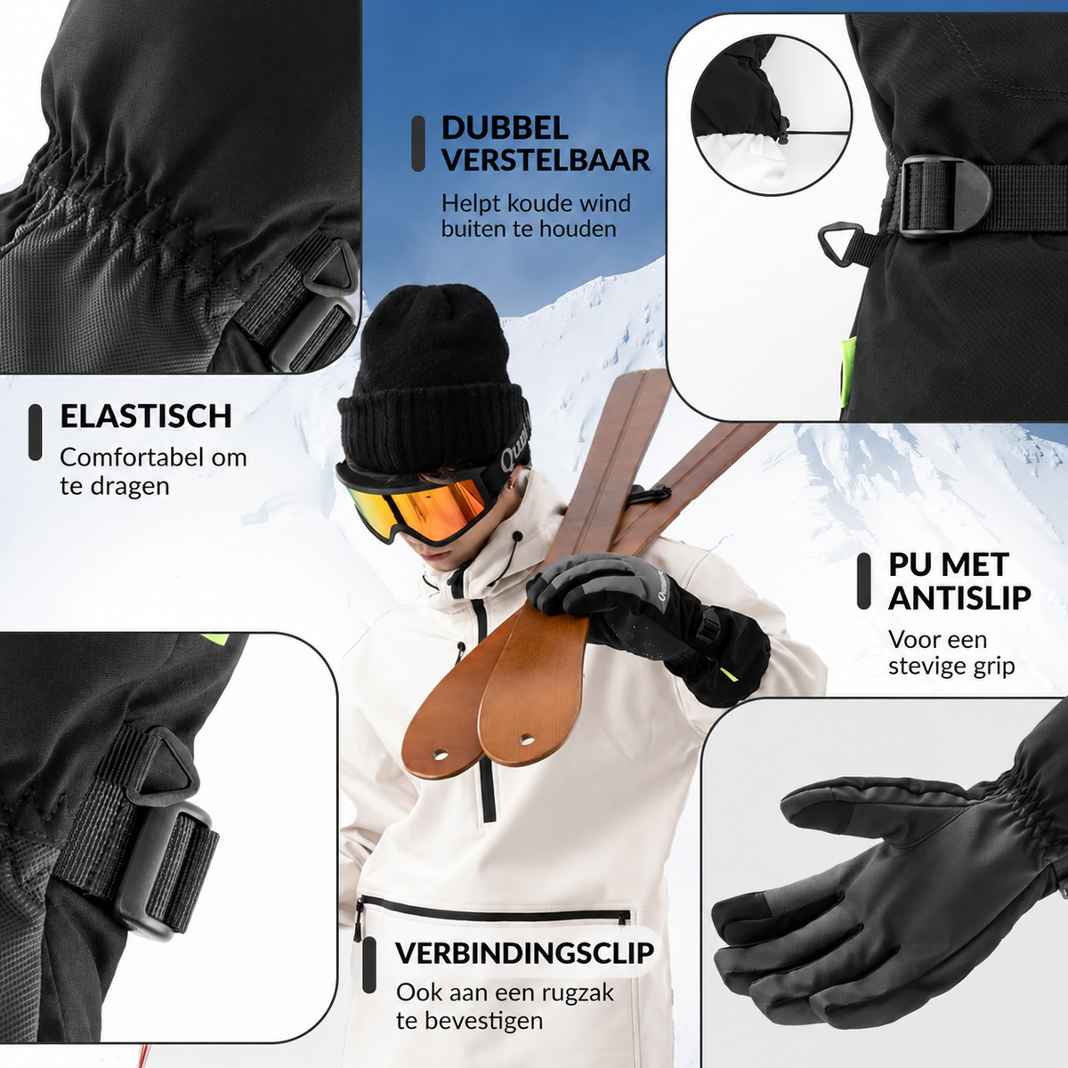 Warme waterdichte skihandschoenen met touchscreen – Qunature – afbeelding 4