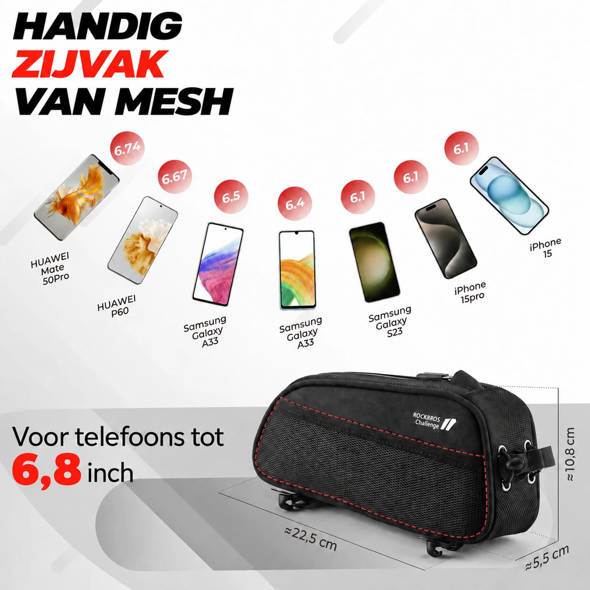 Slanke Bovenbuis Fietstas Waterbestendig 1,3L