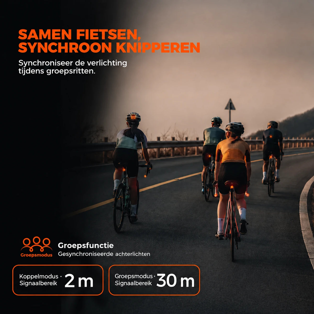 R0 slimme fietslichtset 3-delig met remdetectie