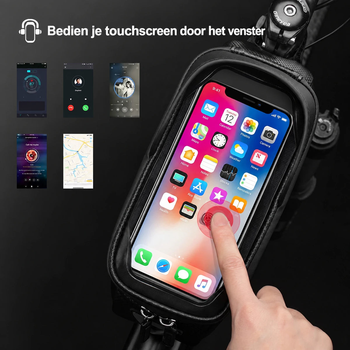 Waterdichte Bovenbuistas met Telefoonhouder voor Fiets