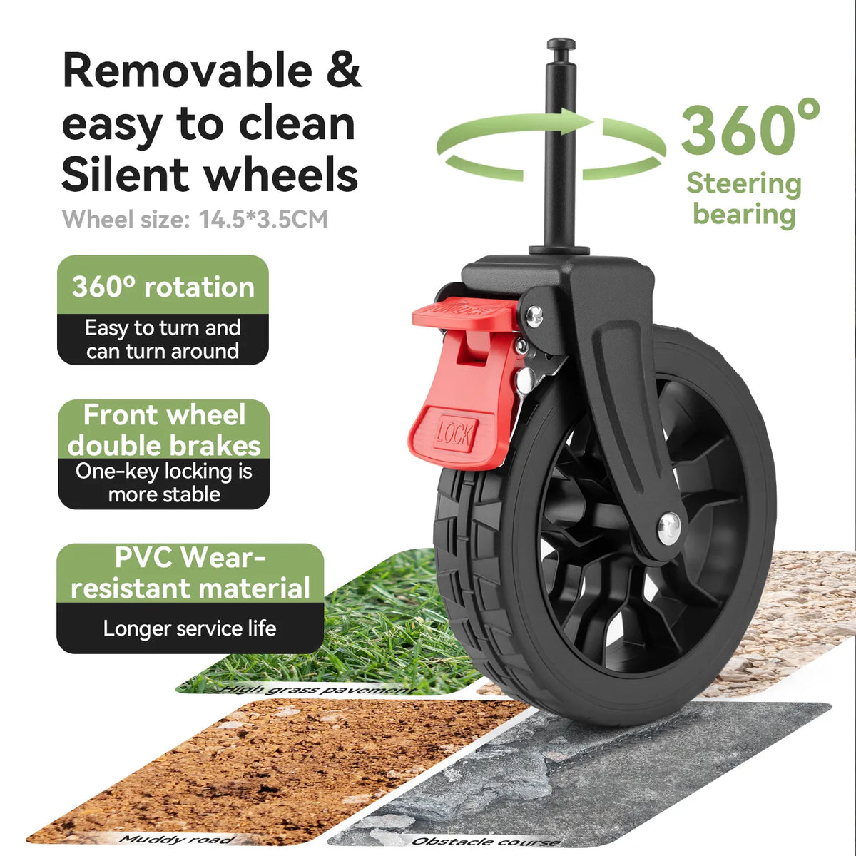 Opvouwbare bolderkar 120 L met 360° wielen