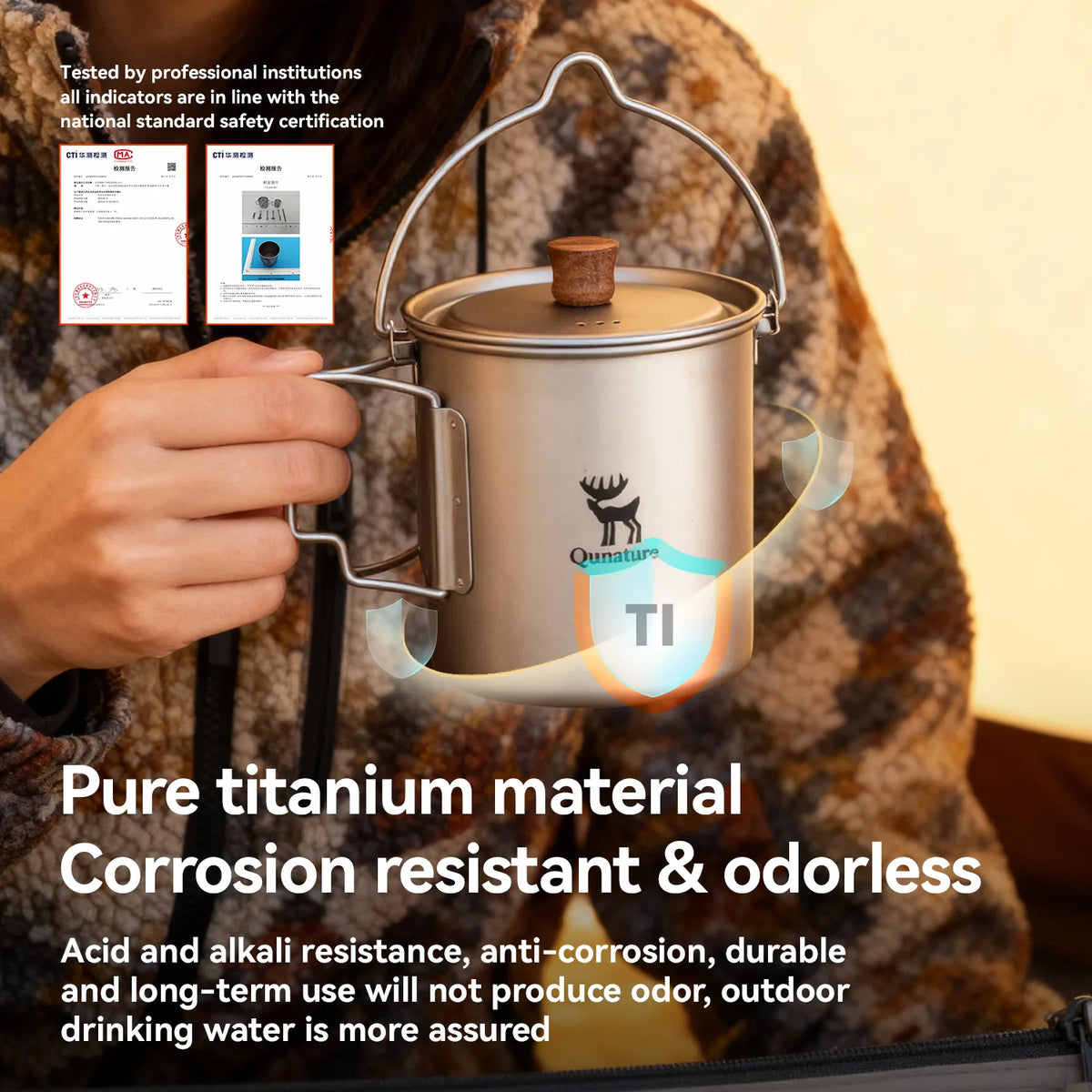 Ultralichte titanium campingbeker 750 ml