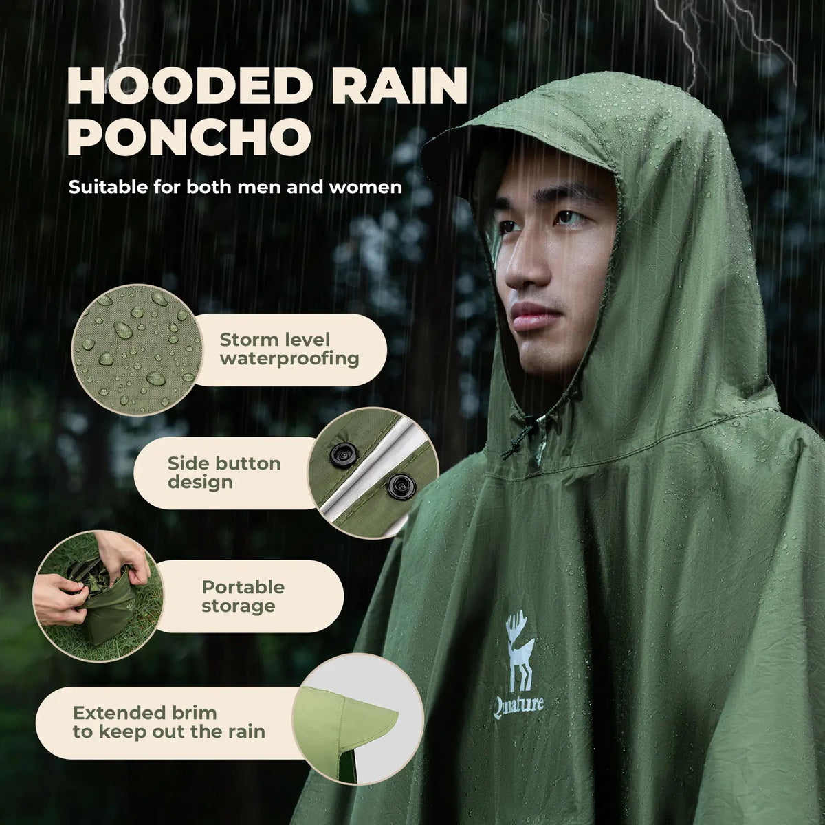 Unisex regenponcho PU3000+ met opbergzak