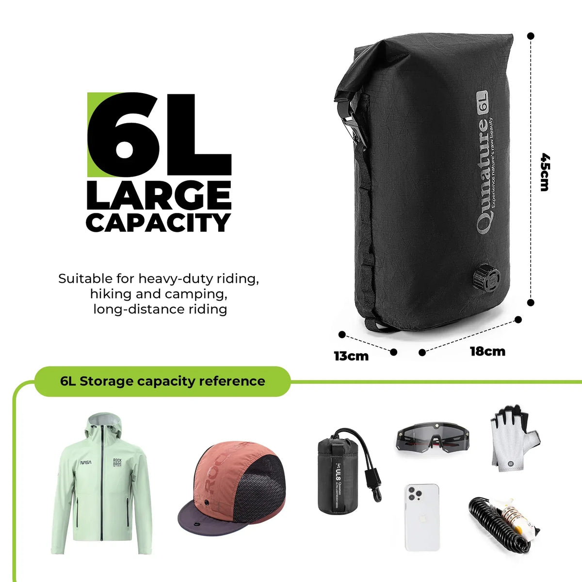 Waterafstotende compressiezak voor bikepacking 6/12 L
