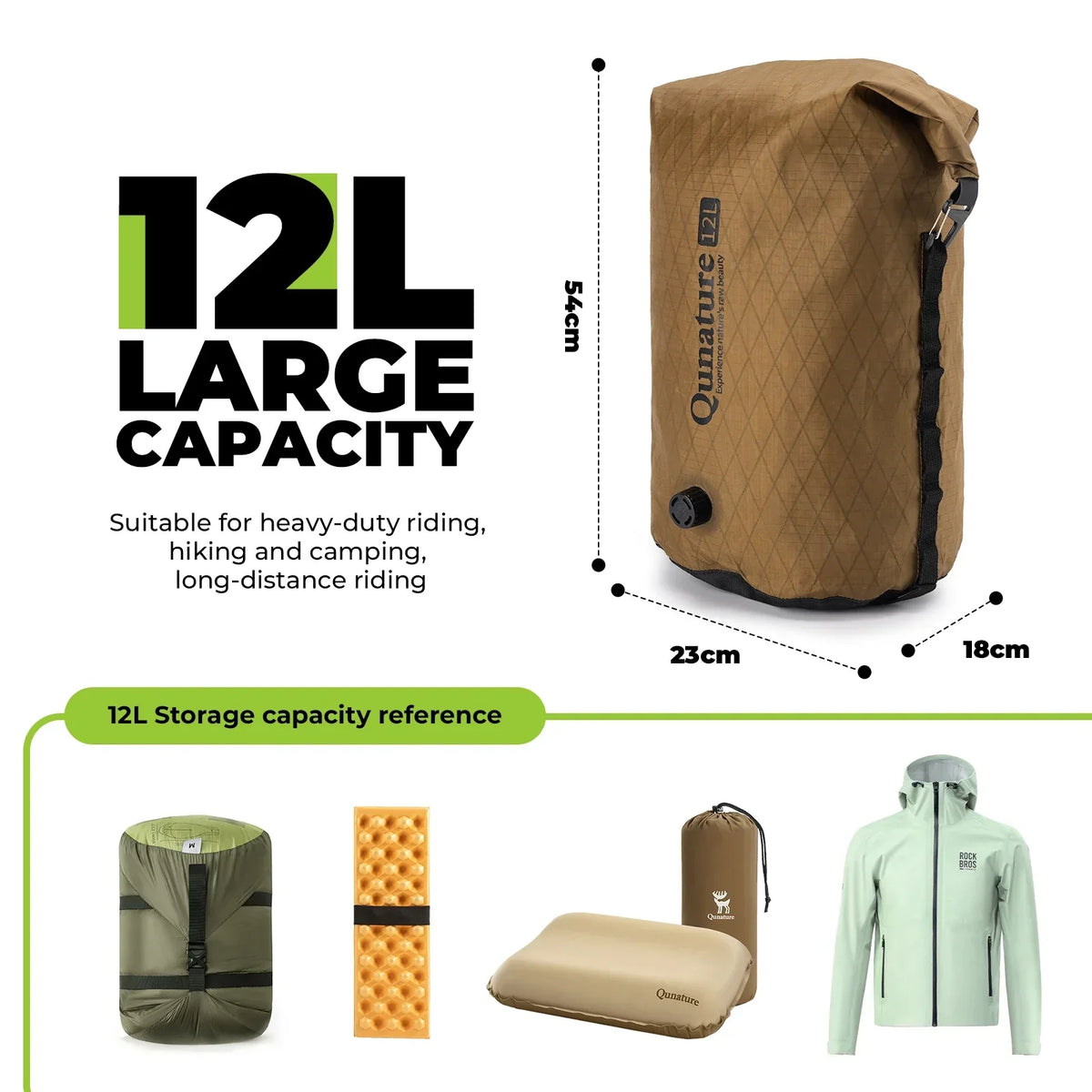 Waterafstotende compressiezak voor bikepacking 6/12 L