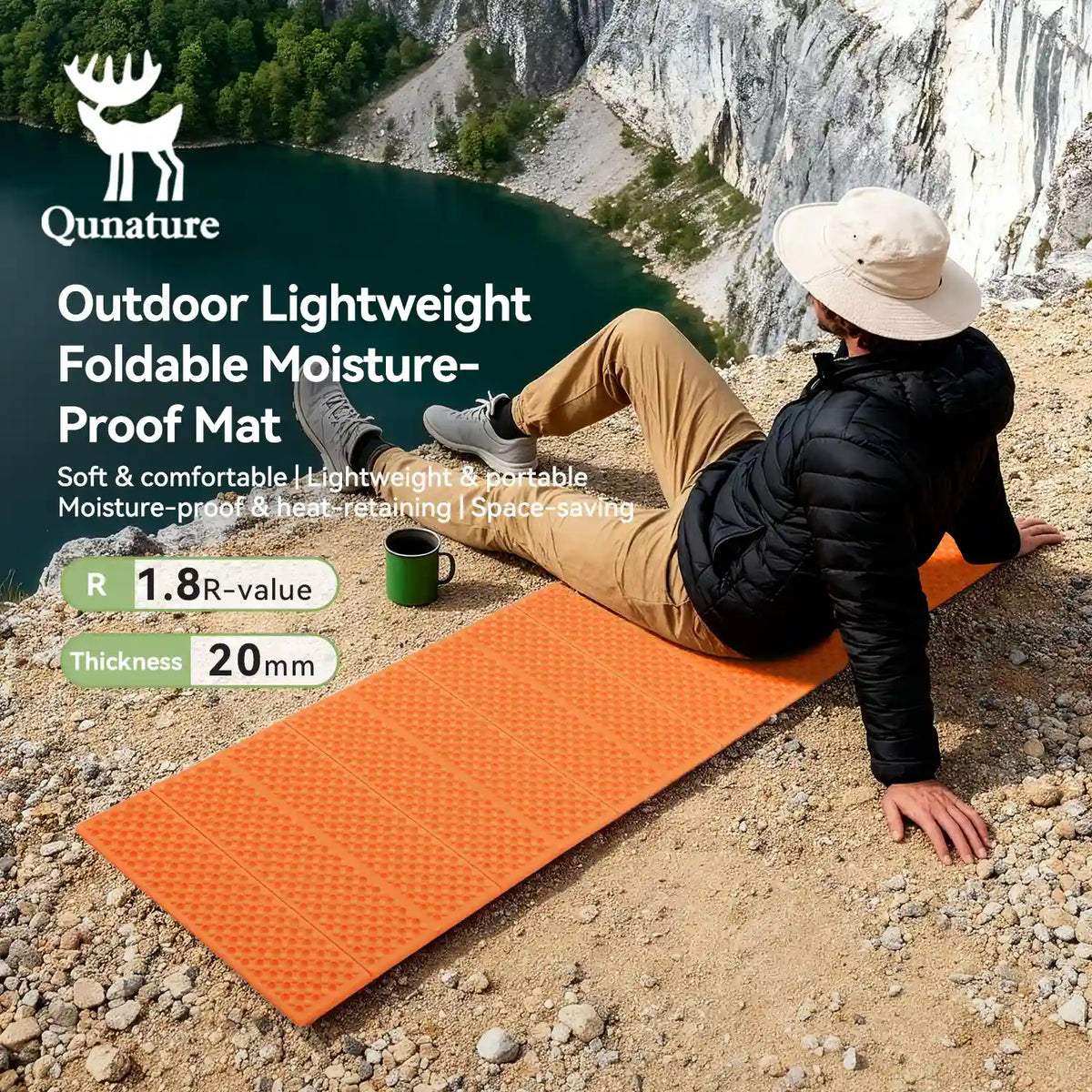 Opvouwbare XPE-slaapmat 180 × 60 cm met R-waarde 1,8