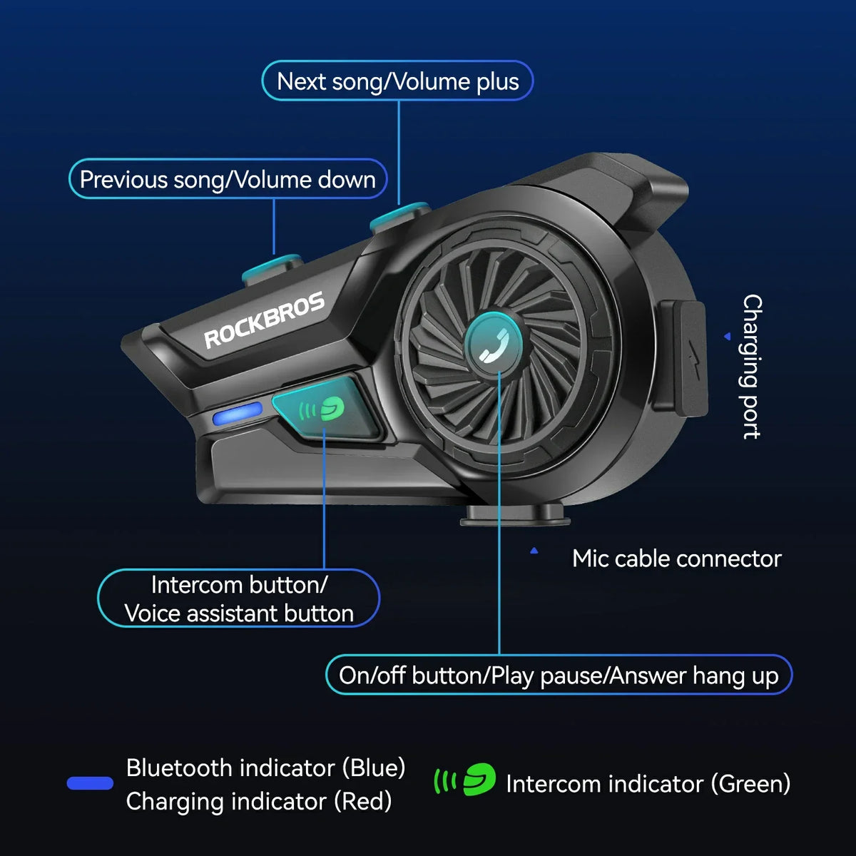 R1 motorhelm Bluetooth 6.0 intercom met 300 m bereik