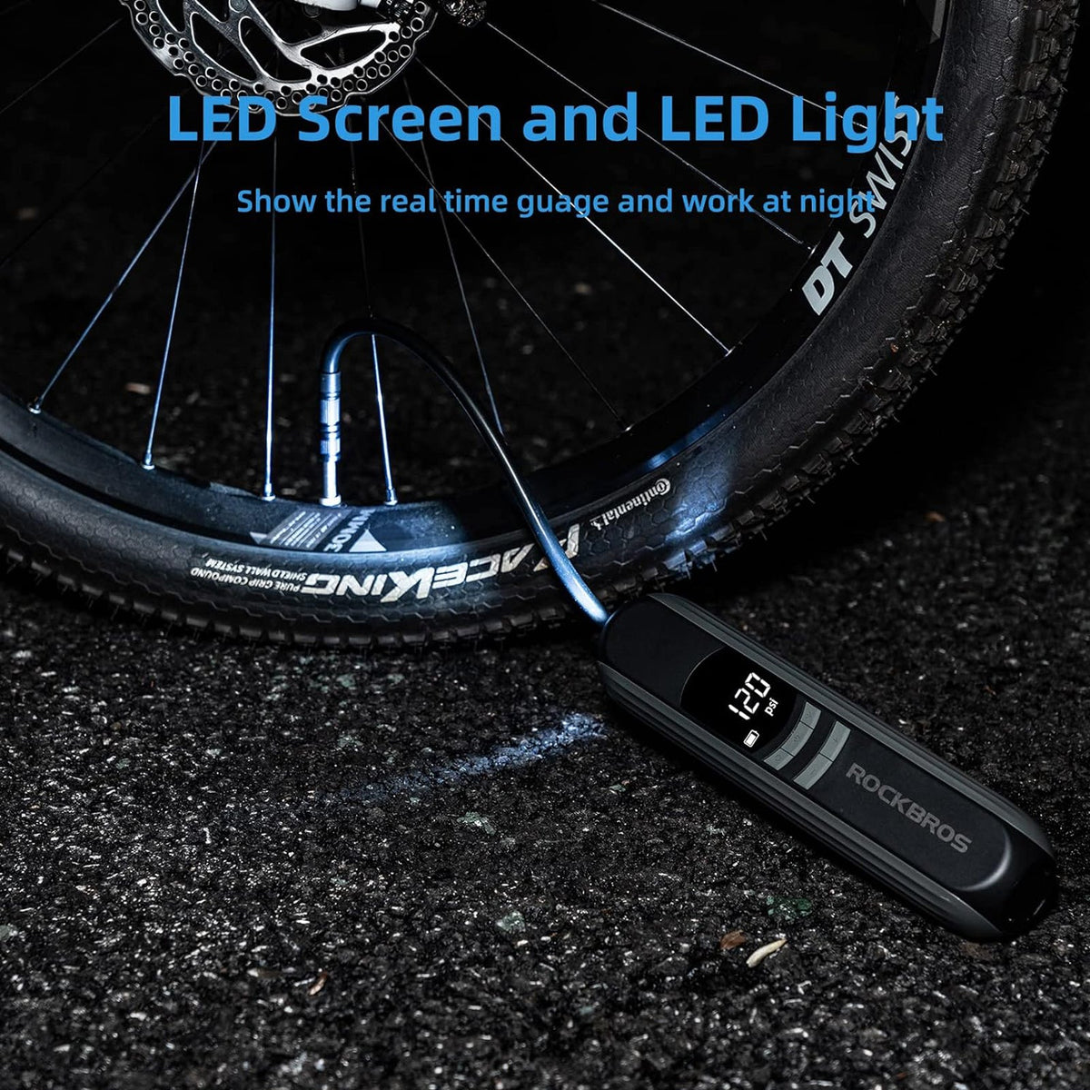 Elektrische fietspomp A10 met flexibele slang – 150 PSI – productdetail 6