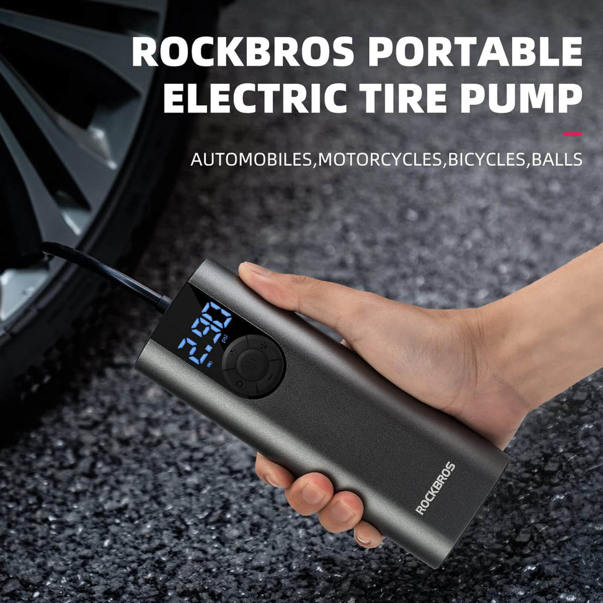 Elektrische fietspomp A8 met digitaal display – 150 PSI – productdetail 6