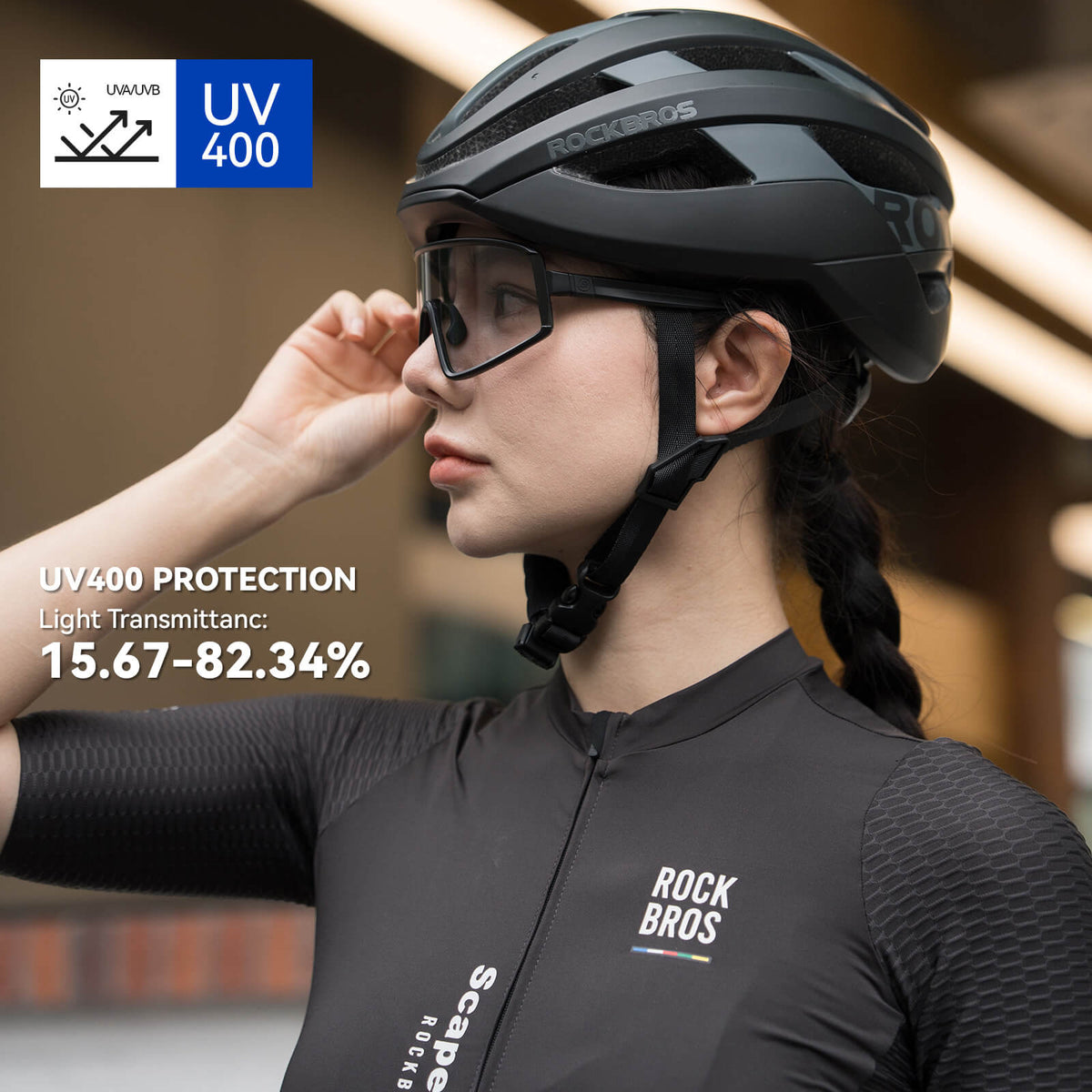 ROCKBROS fotochromische fietsbril anti-condens sp376#kleur_zwart (anti fog lens)