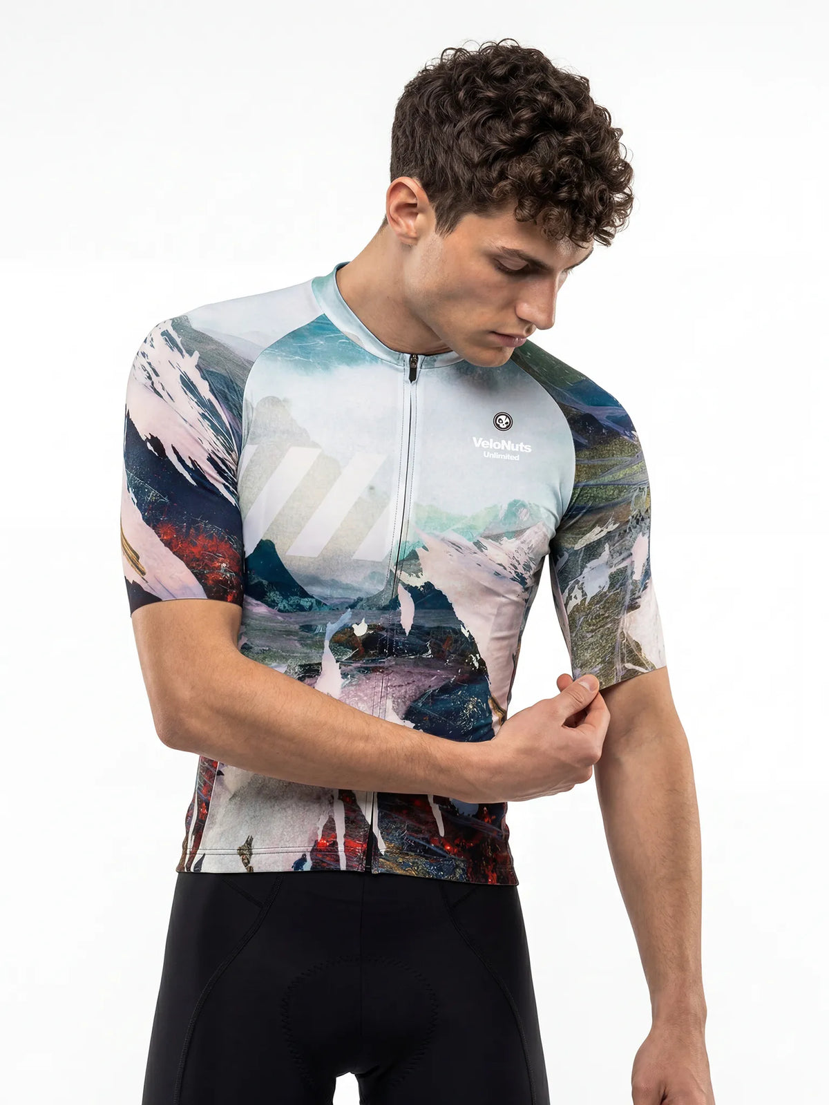 ROCKBROS heren fietsshirt Terrain Blocks ademend wielershirt Alpine Fracture