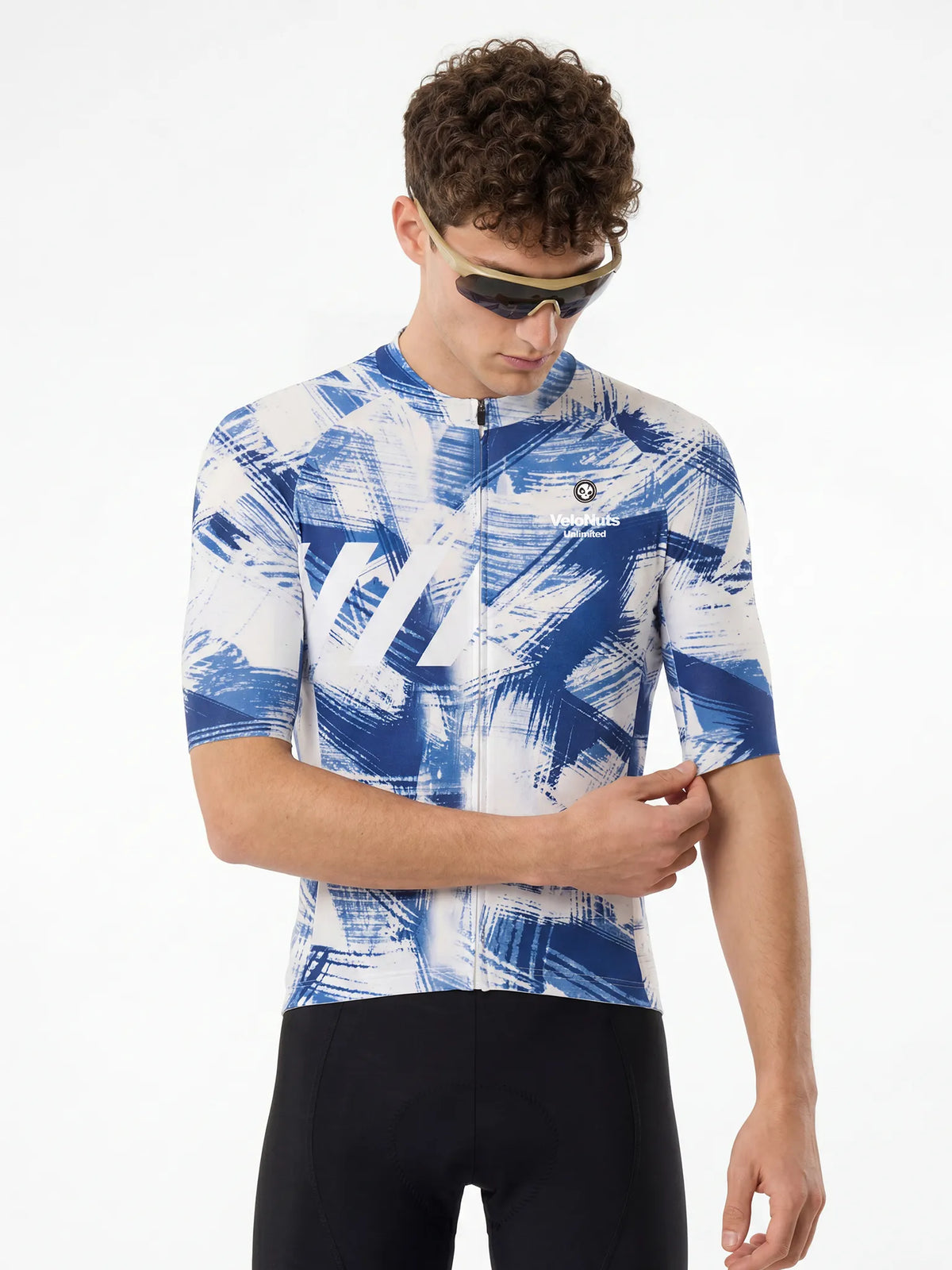 ROCKBROS heren fietsshirt Ink Burst ademend wielershirt Cobalt Strokes