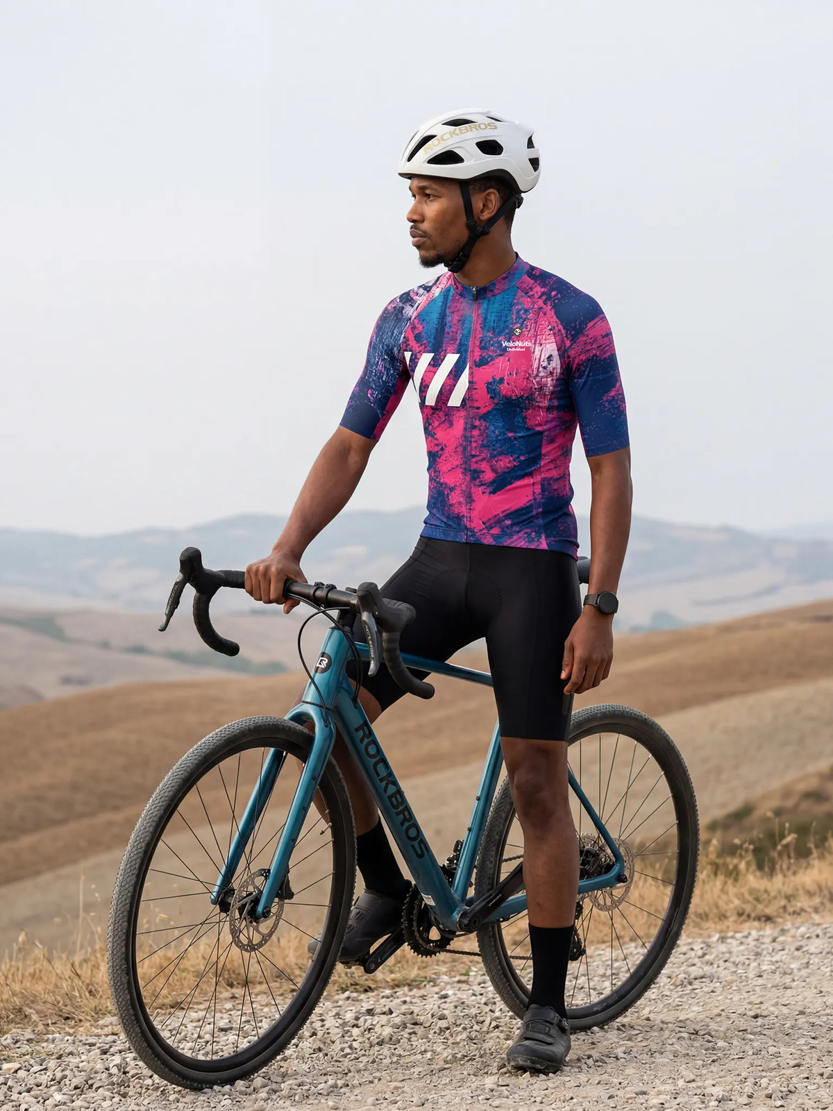 ROCKBROS heren fietsshirt Ink Burst ademend wielershirt Emerald Splash