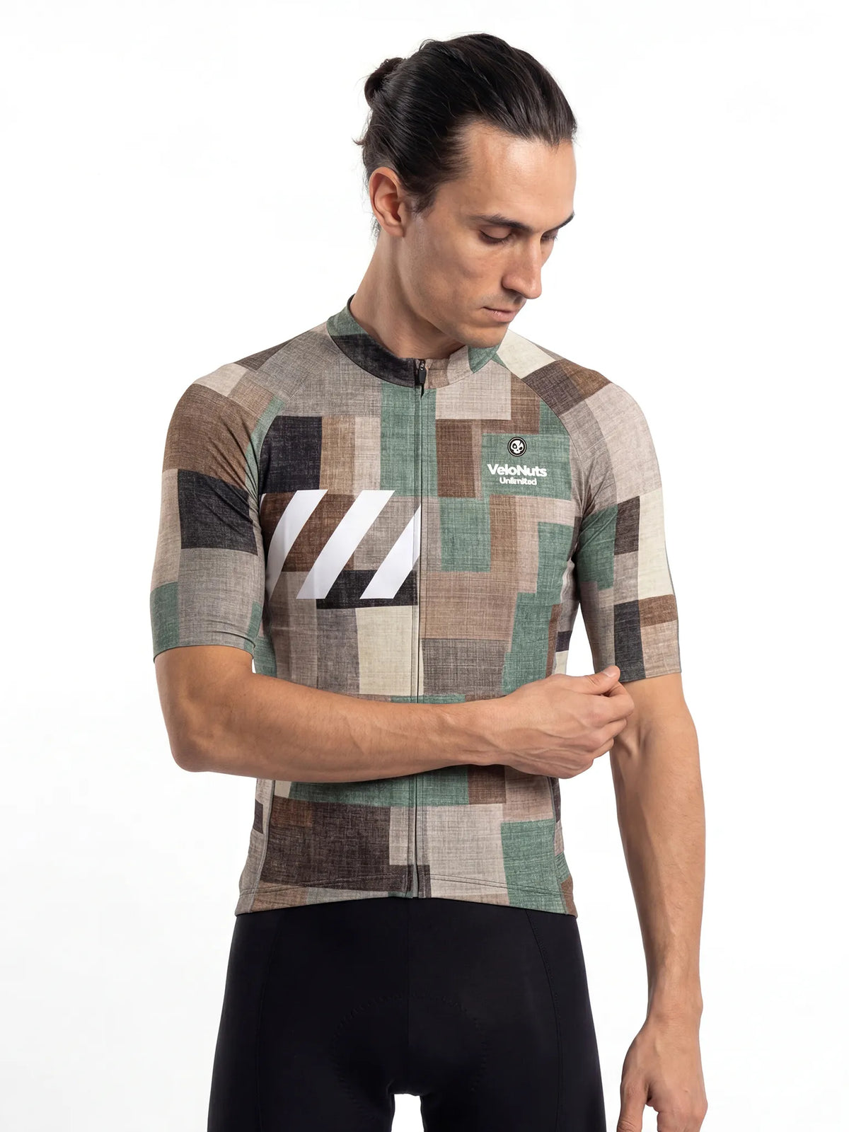 ROCKBROS heren fietsshirt Terrain Blocks ademend wielershirt Linen Patchwork