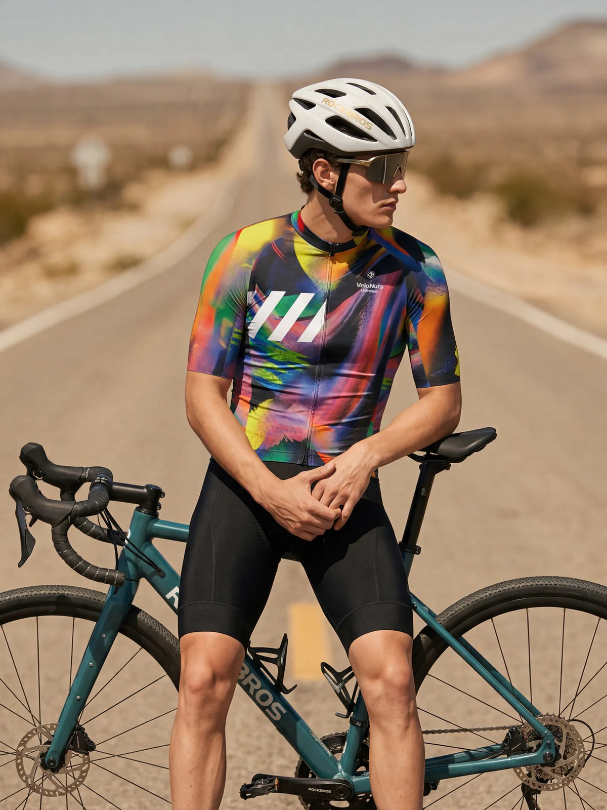 ROCKBROS heren fietsshirt Pixel Riot ademend wielershirt Vertical Glitch