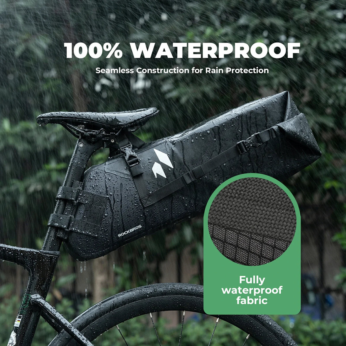 Waterdichte bikepacking zadeltas 13 L met stabilisator