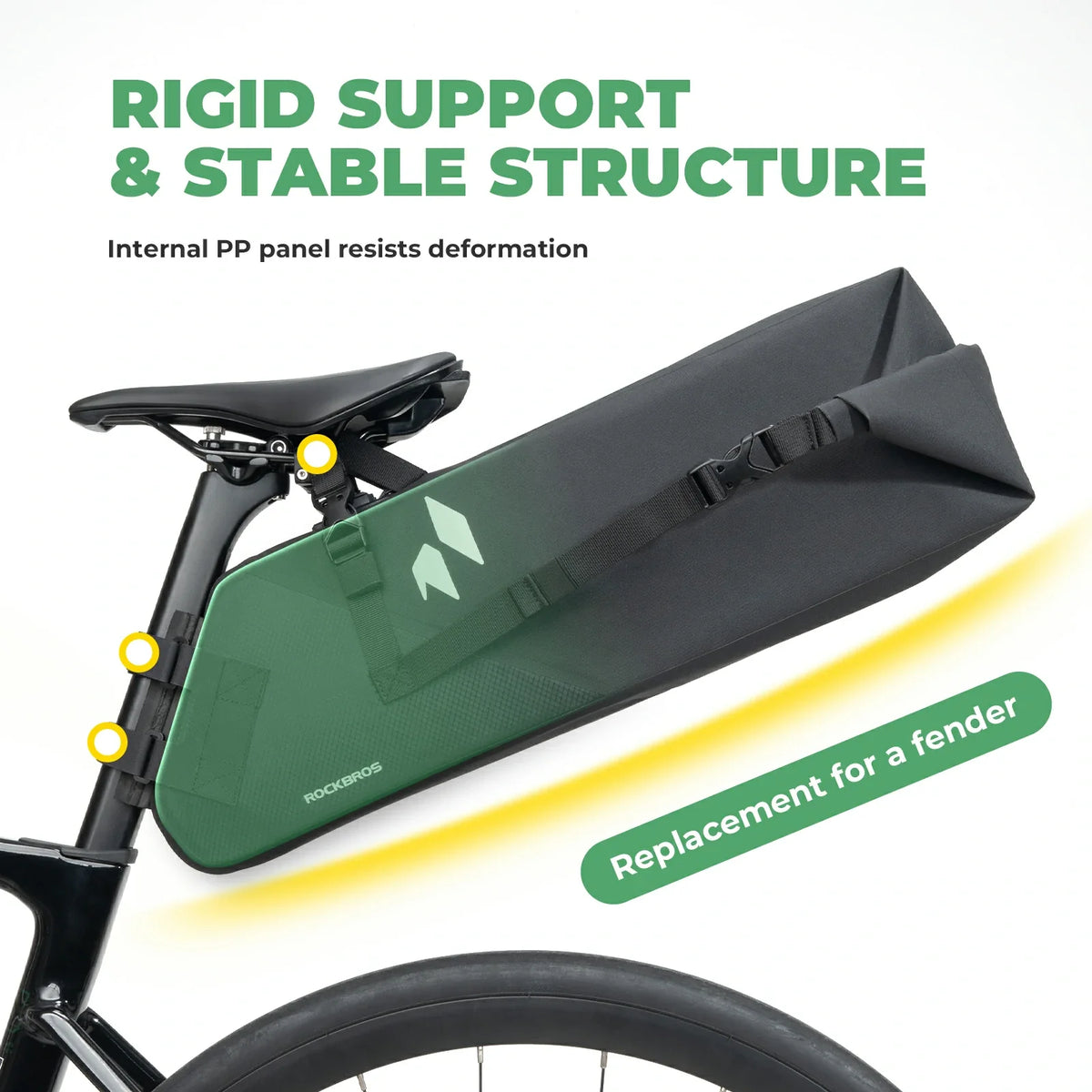 Waterdichte bikepacking zadeltas 13 L met stabilisator