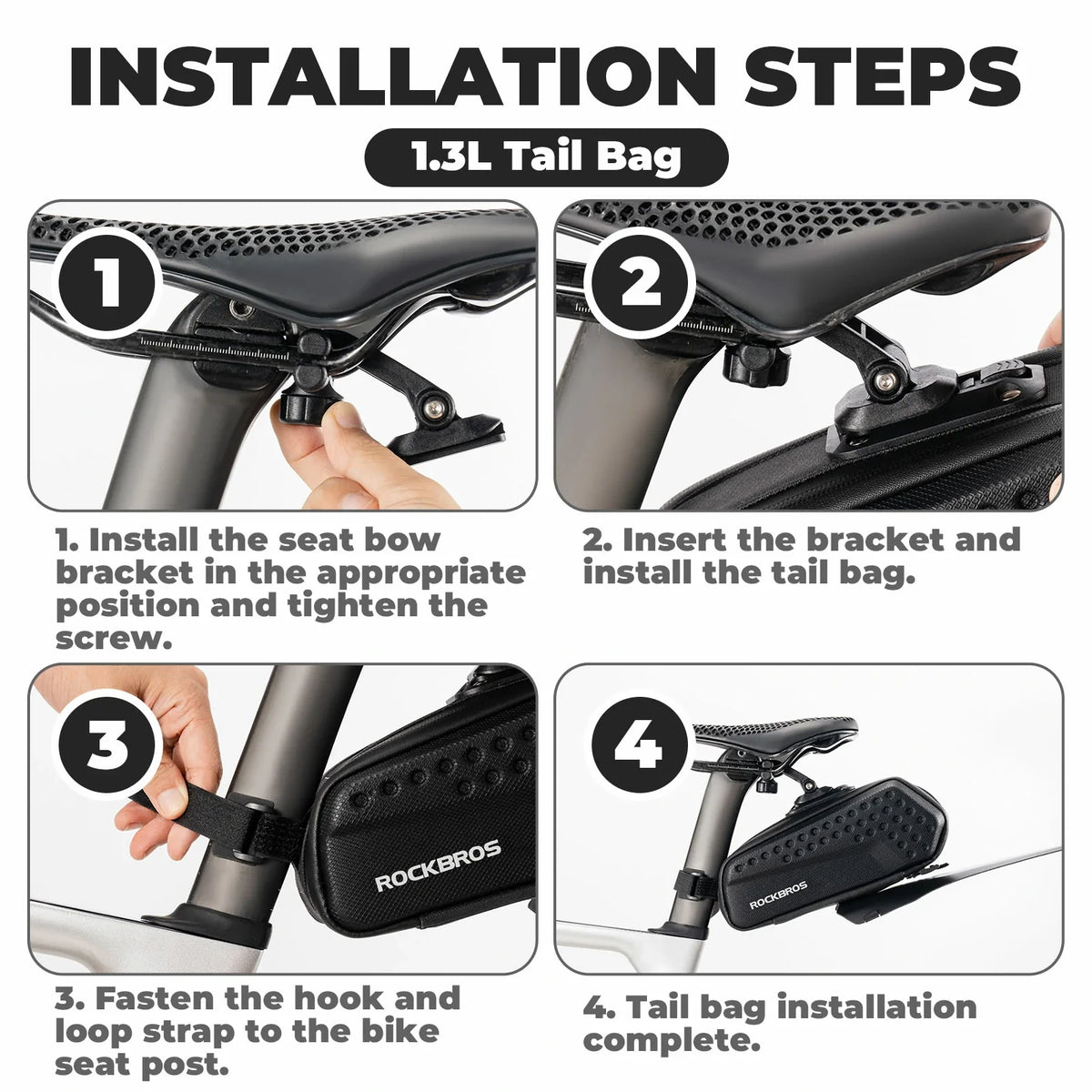 Zadeltas met spatbord 0,8–1,3 L voor racefiets en MTB