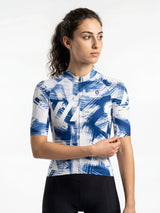 ROCKBROS dames fietsshirt Ink Burst ademend wielershirt Cobalt Strokes