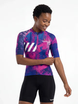 ROCKBROS dames fietsshirt Ink Burst ademend wielershirt Emerald Splash