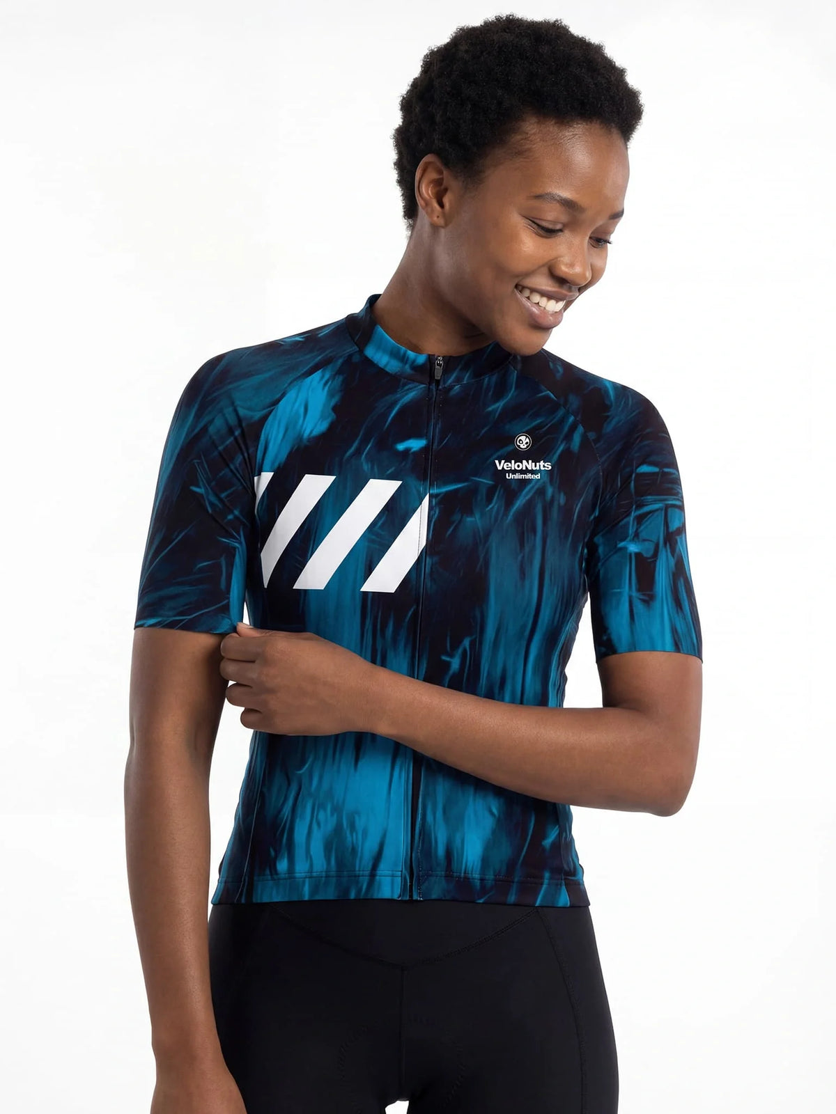 ROCKBROS dames fietsshirt Ink Burst ademend wielershirt Blue Phantom