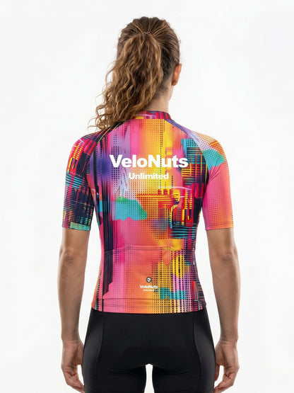 ROCKBROS dames fietsshirt Neon Condense ademend wielershirt Pink Skyline