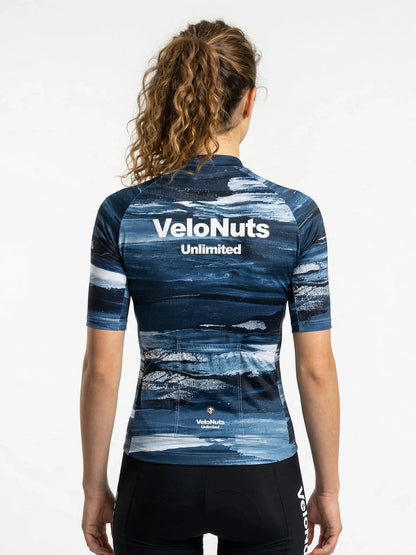 ROCKBROS dames fietsshirt Ink Burst ademend wielershirt Indigo Drift