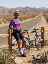 ROCKBROS dames fietsshirt Ink Burst ademend wielershirt Emerald Splash
