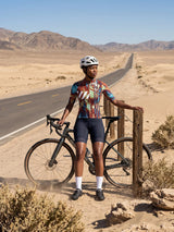 ROCKBROS dames fietsshirt Ink Burst ademend wielershirt Rust Vein