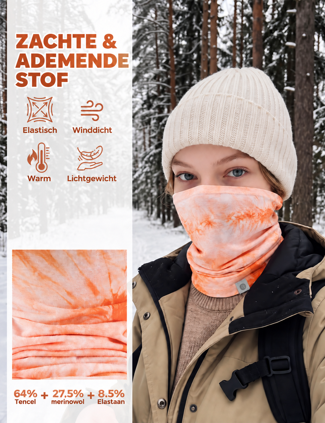 Nekwarmer van Tencel en merinowol - afbeelding 4