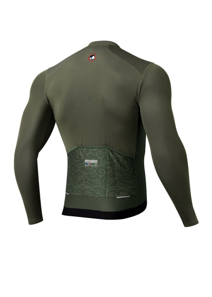 ROCKBROS Road-to-Sky Men's Cycling Long-Sleeved Jersey #Color_Army Green